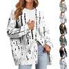 Women's Fashion Long Sleeve Print V-Neck Button Loose Cardigan Top