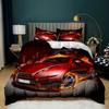 Race Car Bedding Set Twin Size Burning Red Flame Duvet Cover Set 3D Sports Car Duvet Cover 3Pcs Bedclothes King Duvet Cover