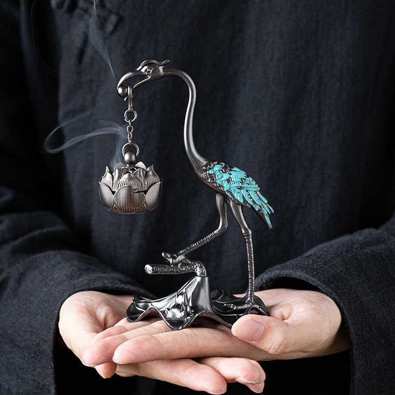 Подставка для благовоний, горелка из красного венценосного журавля, сплав лотоса, ароматерапевтическая печь, подставка для благовоний, чайная комната, комната для йоги, курильница для спальни в стиле дзен