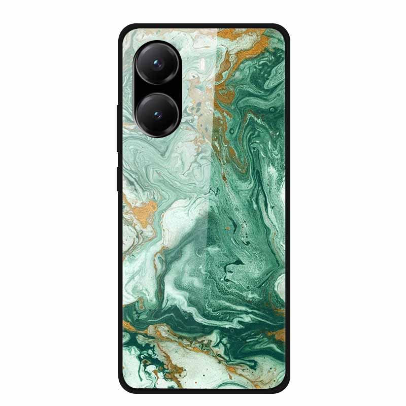 Закаленное Стекло Чехол для Poco X7 Pro Задняя Крышка ПК Жесткие Ударопрочные Чехлы для Xiaomi PocoX7 Pro Funda Мраморная Текстура Модный Coque