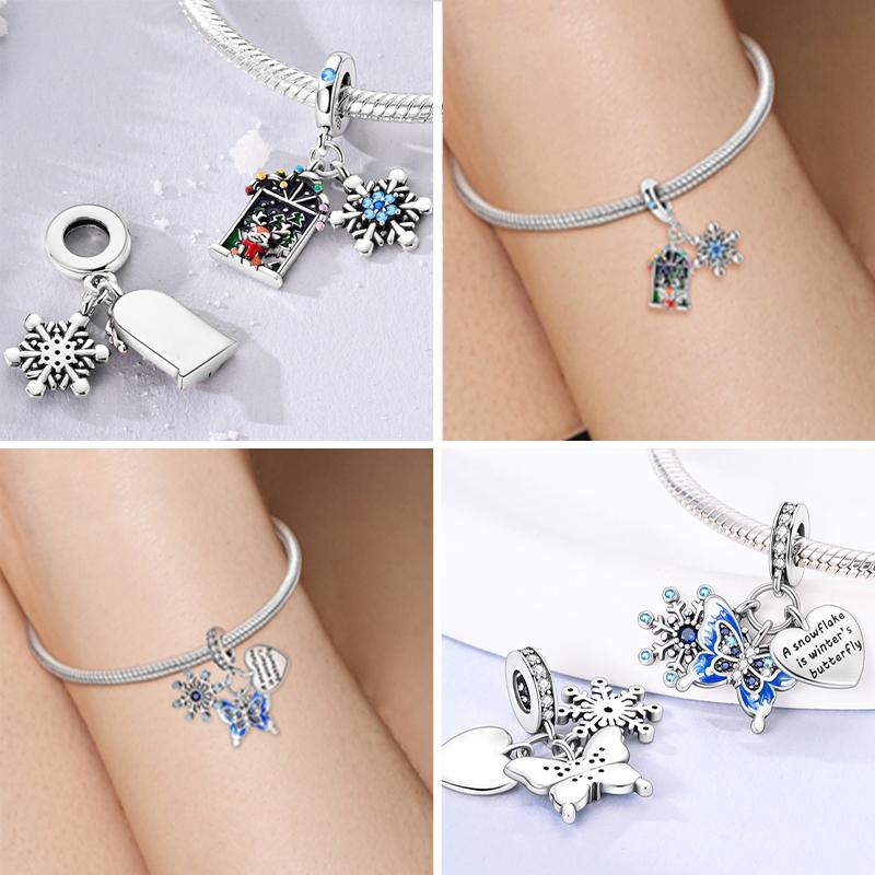 925 Silver Snowman Charm Beads Christmas Halloween Pendant for Women Jewelry Gift Fit Bracelet