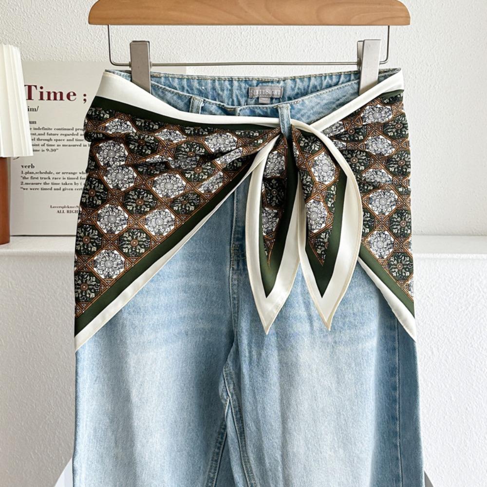 Satin Waist Triangle Scarf Belt Ethnic Style Shirt Extender Fashion Silk Scarf Women's Fashion