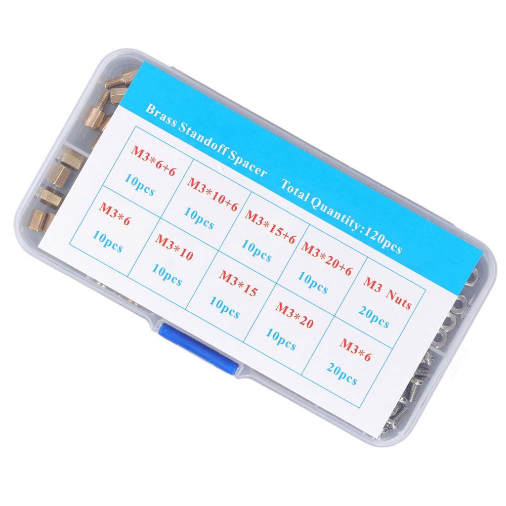 Набор стоек M3 120 шт. Латунные стандартные шестигранные винты-гайки Набор стоек для автомобилей Электроника