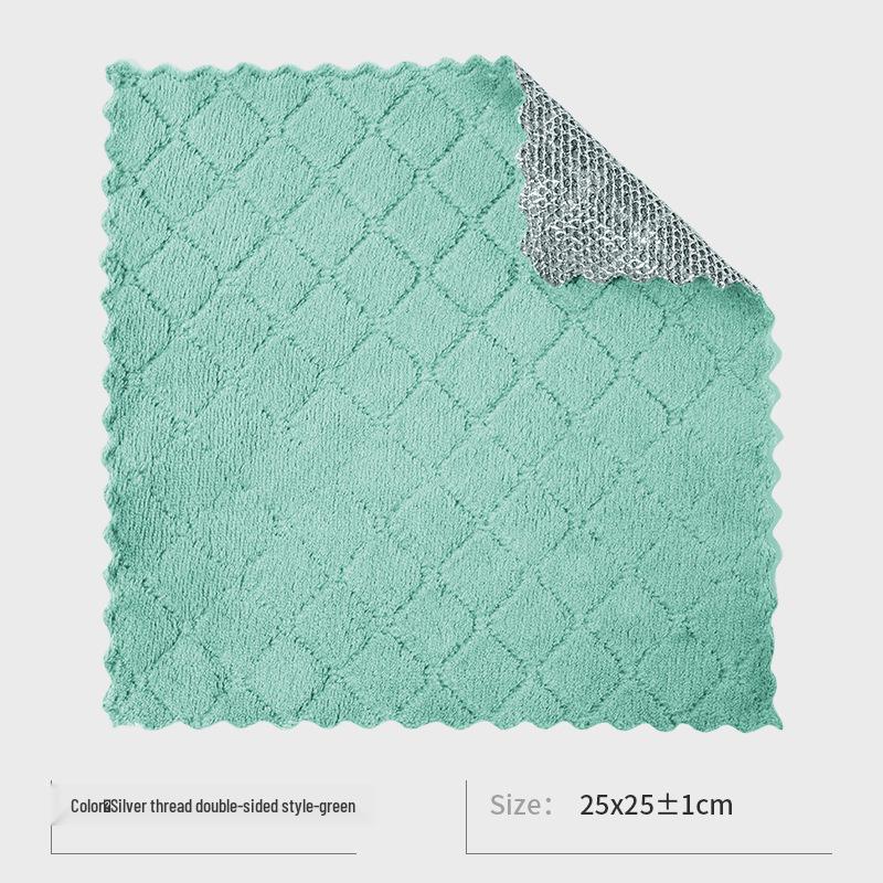 Двусторонняя салфетка для посуды из серебряной нити: Антипригарное масло, мочалка из стальной ваты для уборки кухни