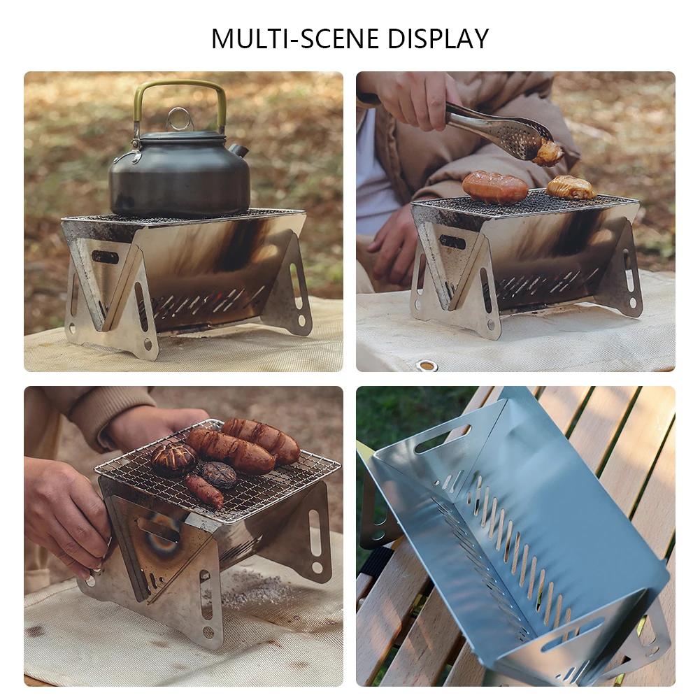 Складной гриль-барбекю, нагревательные плиты, портативный походный гриль-барбекю, решетка, дровяная печь, гриль-плита из нержавеющей стали, аксессуары для барбекю