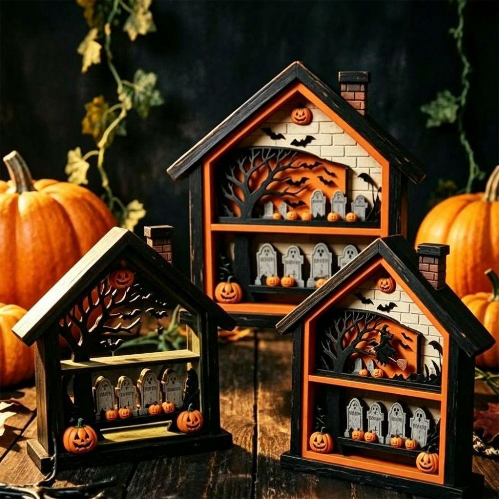 Ghost Witch Pumpkin Halloween Haunted House Decoration Tabletop Halloween Decor