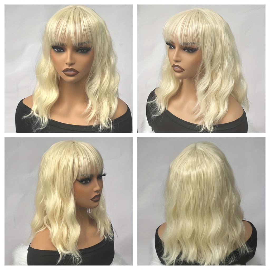 Короткий парик с челкой, волнистые синтетические парики, парики из светлых черных красных вьющихся волос для женщин, парик для косплея на каждый день, термостойкий