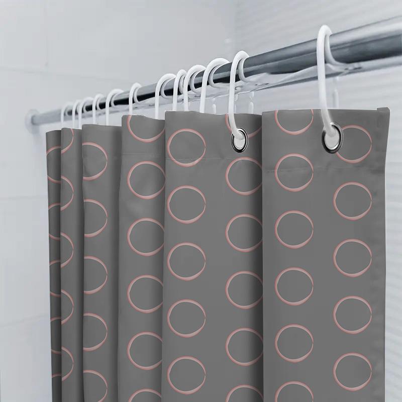Modern Design Bath Shower Curtain Polyester Waterproof Home Decor Privacy Protection For Bathroom Coral Circle Pattern