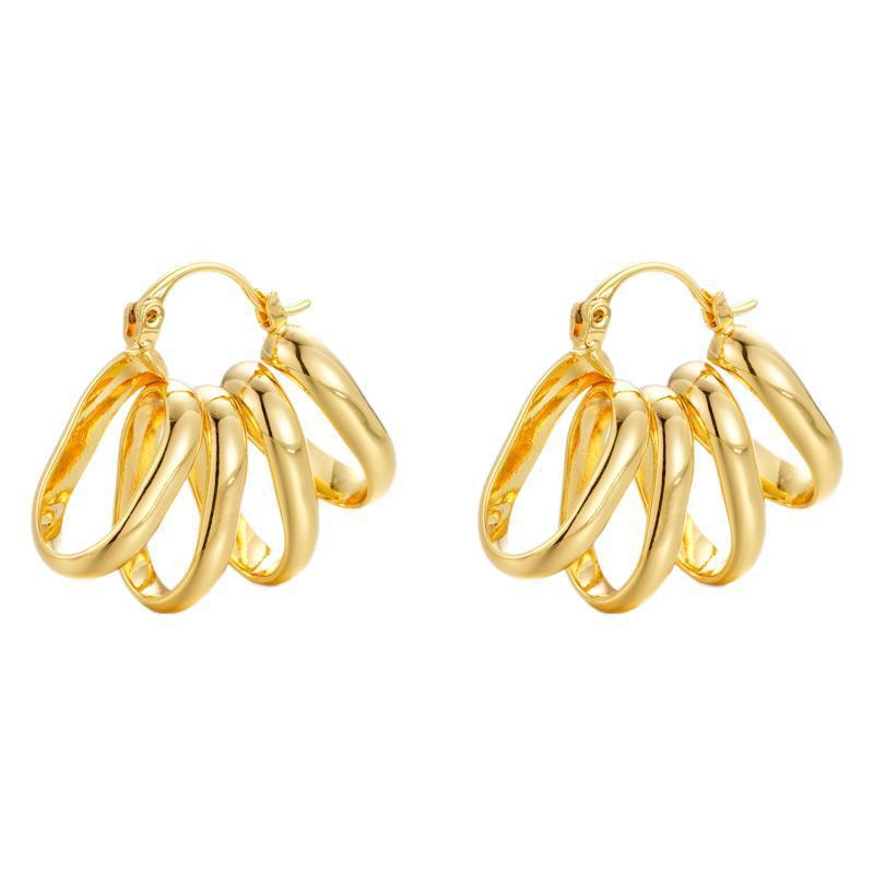 «Золотые геометрические серьги в европейском и американском стиле с иглами из 18-каратного золота и меди и серебра 925 пробы»