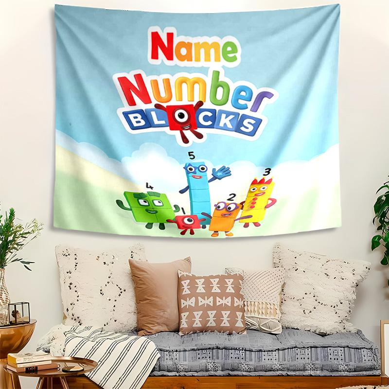 Personalized Numberblocks Background Tapestry,Custom Name Birthday Party,Multifunctional Wall Decoration for Home Decor,Various Occasions