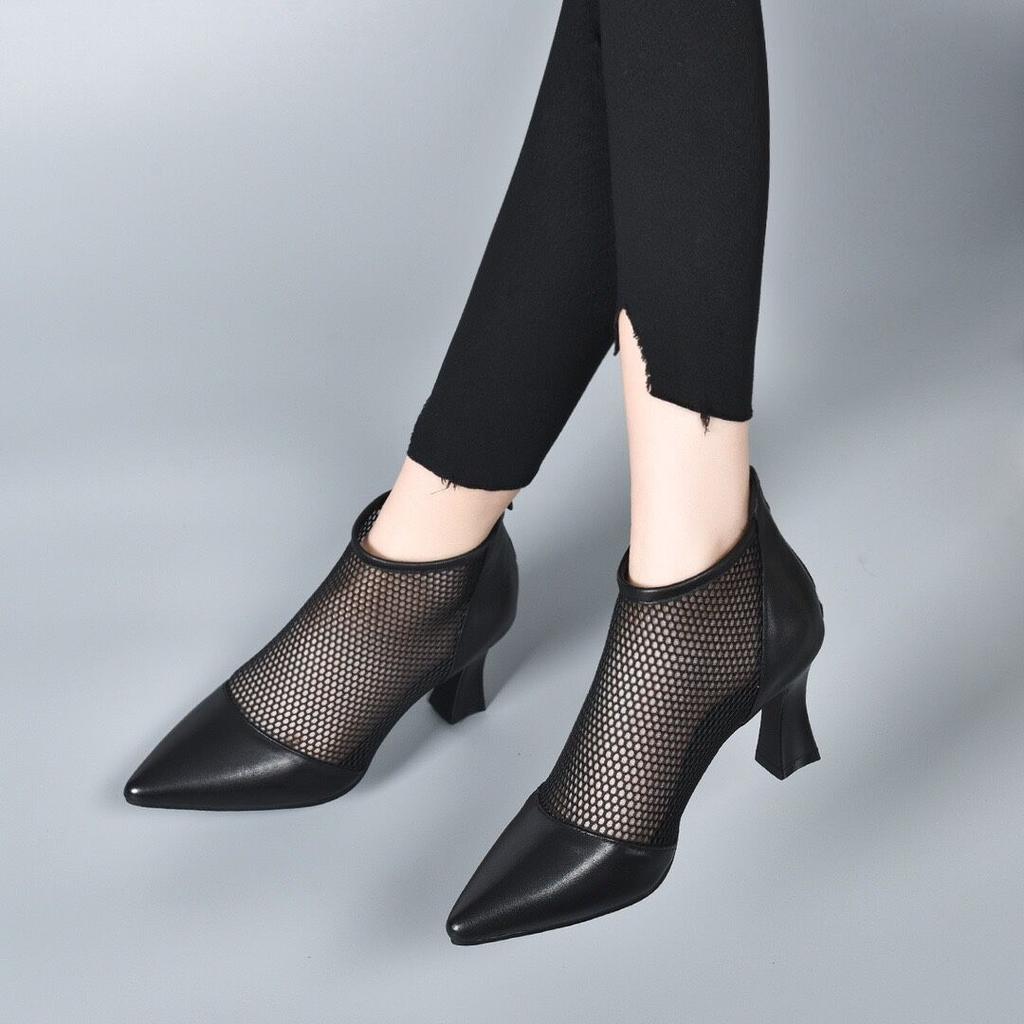 Обувь Сандалии Короткие туфли для женщин Ботильоны на каблуке Острый носок Замшевые женские ботильоны Сетчатые очень высокие каблуки Горячая распродажа из искусственной кожи Y2k