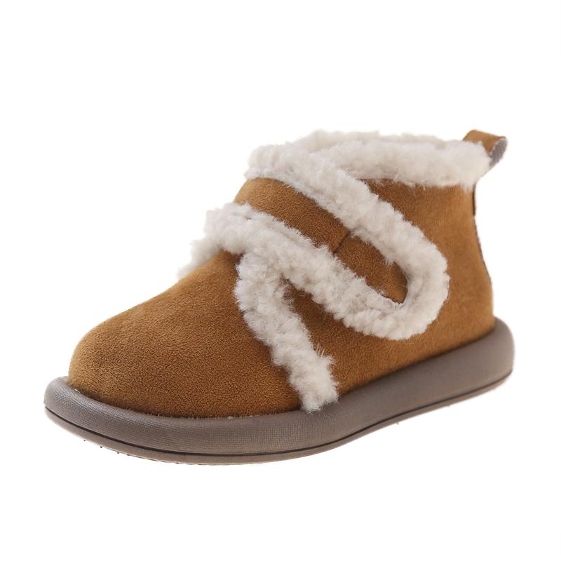 Детские высокие зимние ботинки на толстой подошве в стиле ретро, детская хлопковая обувь для девочек, толстые теплые плюшевые меховые повседневные ботинки, зимние новые