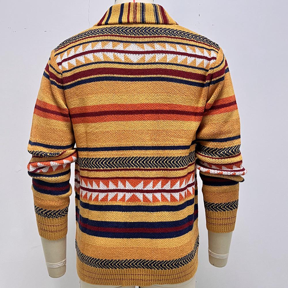 Мужской кардиган-свитер с цветными блоками, жаккардовый, BK0041