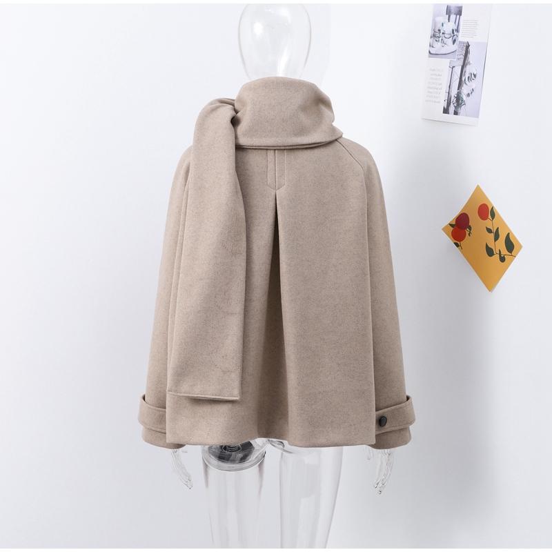 Элегантный воротник-шарф Короткие куртки женские повседневные свободные однотонные однобортные куртки женские осенне-зимние шикарные высокие верхние одежды