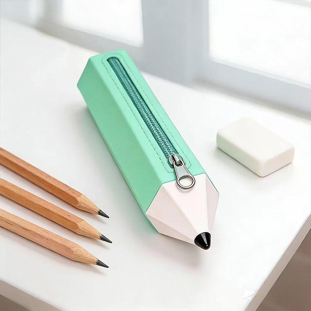 Pencil Shape Pen Bag Silicone Stationery Organizer Multi-functional Stationery Pouch Gift