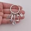 26 Letters Music Keychain Music Note Guitar Pendant Key Chain Microphone Keyring Creative Jewelry Gifts