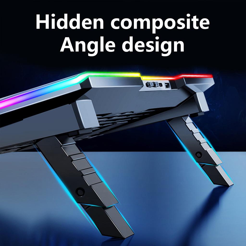Алюминиевая охлаждающая подставка для ноутбука, светодиодные игровые кулеры для ноутбуков, тихие вентиляторы для ноутбуков, высокая подставка с портом USB/USB C