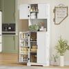 Country Style Tall Kitchen Cabinet 2 Cupboards And 8 Spice Racks 60x40x181.5 Cm White