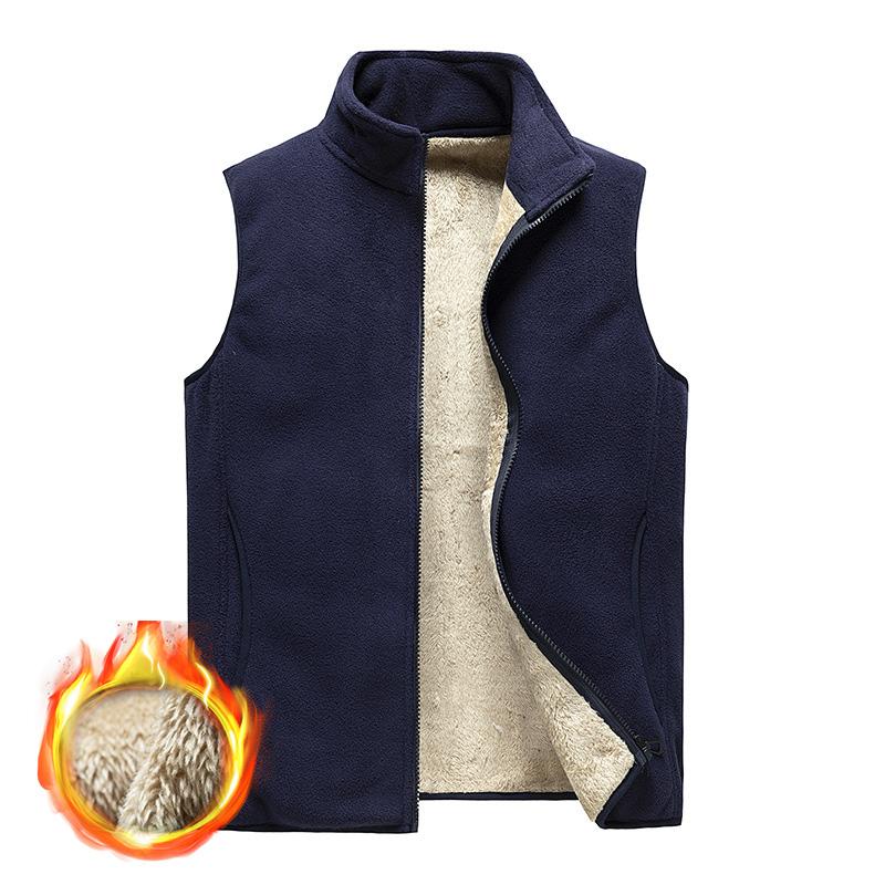 Осенне-зимний бархатный жилет, мужской однотонный жилет на молнии, мужской теплый бархатный жилет из ягненка, большие размеры M-8XL