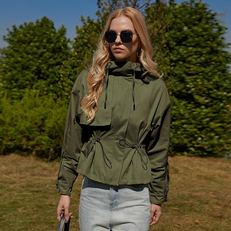 Ветровка ZIAI, весенний короткий плащ с капюшоном в иностранном стиле, женская куртка bf в британском стиле