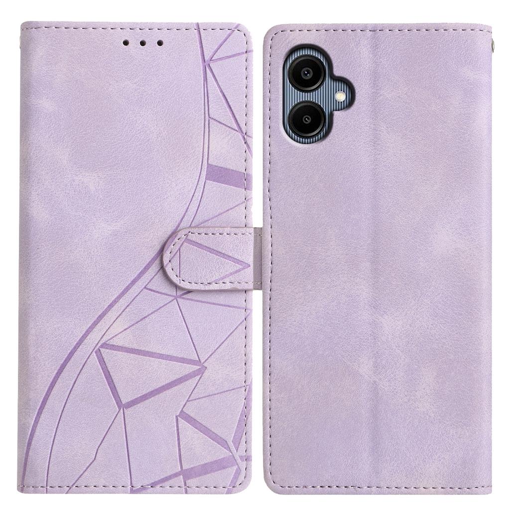 For Samsung Galaxy A06 4G Case Wallet Stand Imprinted Triangle Pattern Leather Phone Flip Cover