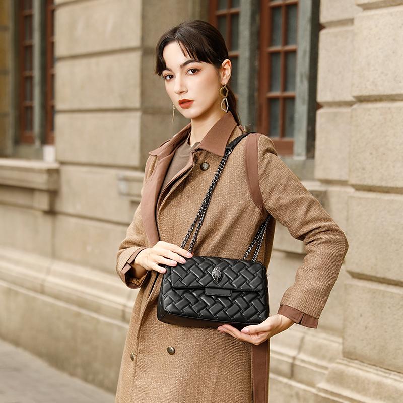 Роскошные модные женские сумки из мягкой искусственной кожи с цепочкой в виде головы орла, сумка через плечо на одно плечо, дорожная сумка с ромбовидной решеткой