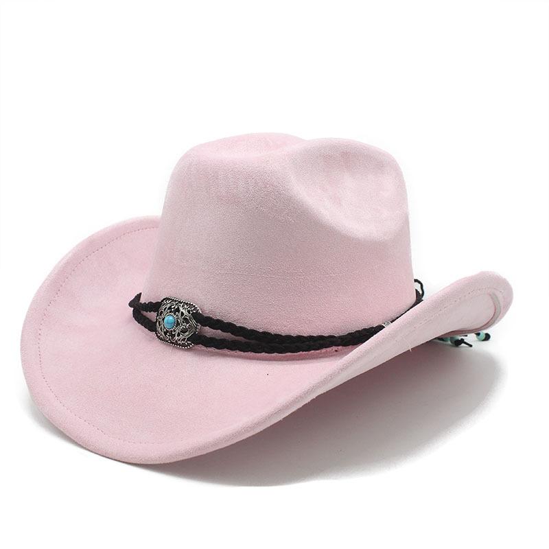 Suede Upturned Edge Western Cowboy Hat Men And Women Outdoor Travel Hat Rolled Brim Ethnic Style Top Hat Felt Hat