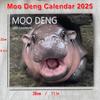 Календарь Moo Deng на 2025 год с креативным мультяшным орнаментом в виде бегемота, современный анимационный календарь на 50 страниц, медная бумага