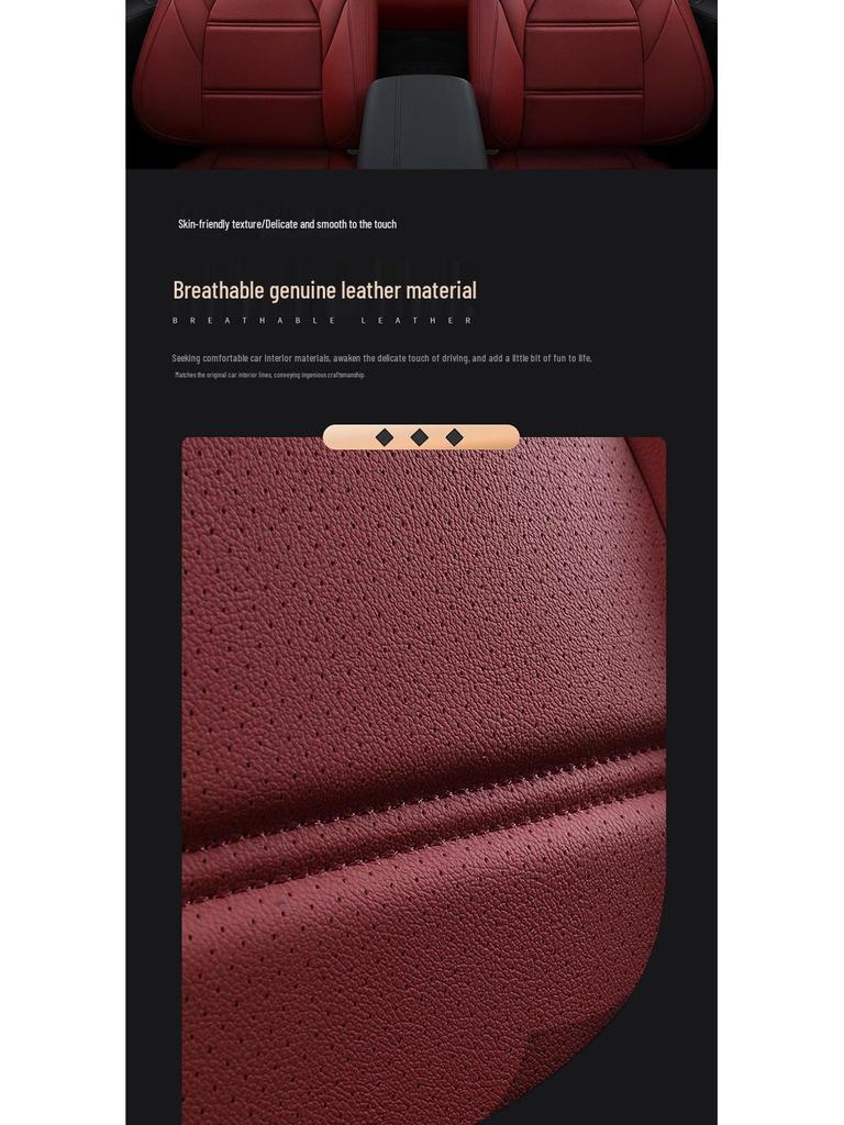 Universal Genuine Leather Car Seat Cover, Four-Season, Full Coverage, Fits All Models