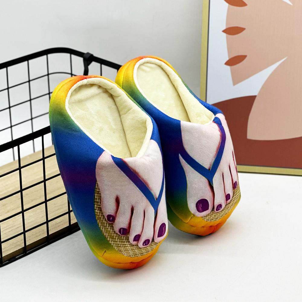 Cartoon Celebrity Toe Slippers With Plush Material For Home Comfort And Casual Wear