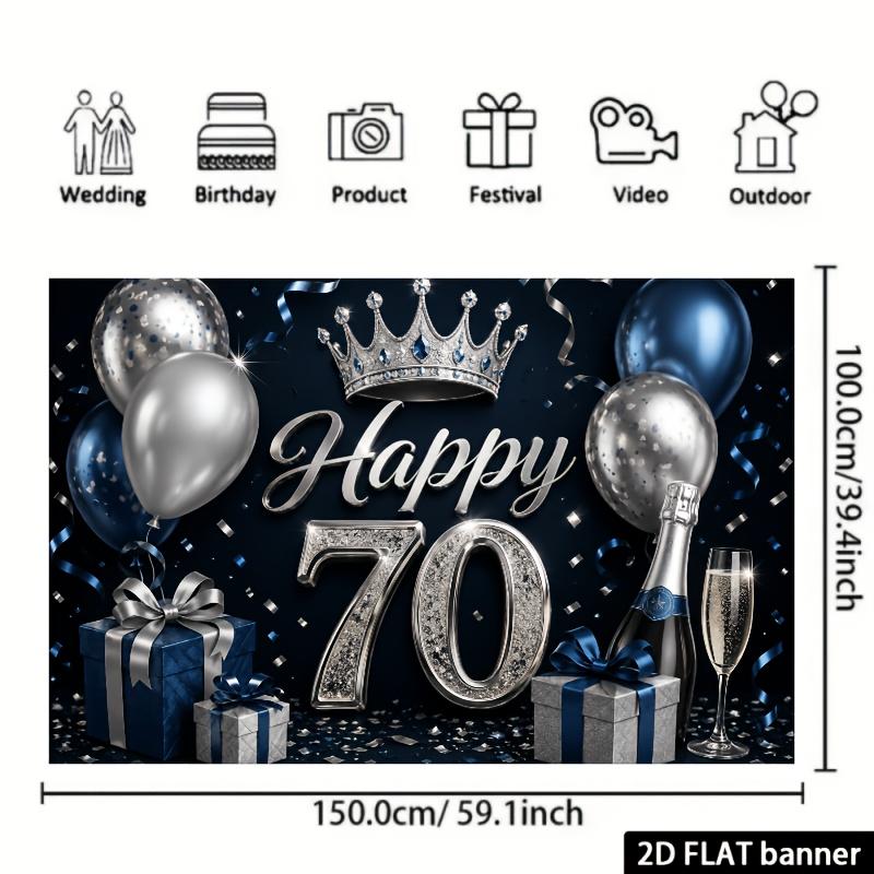 70th Birthday Celebration Banner Background - Easy and convenient to hang. Suitable for indoor or outdoor birthday celebrations.