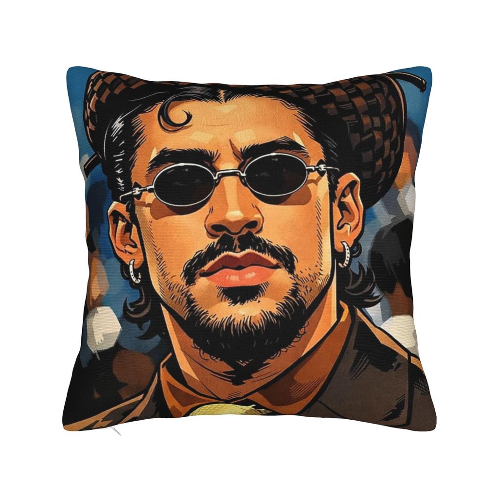 Singer Bad Bunny Pillowcase Doublesided Printing Polyester Cushion Cover Decorative  Throw Pillow Case Cover Home
