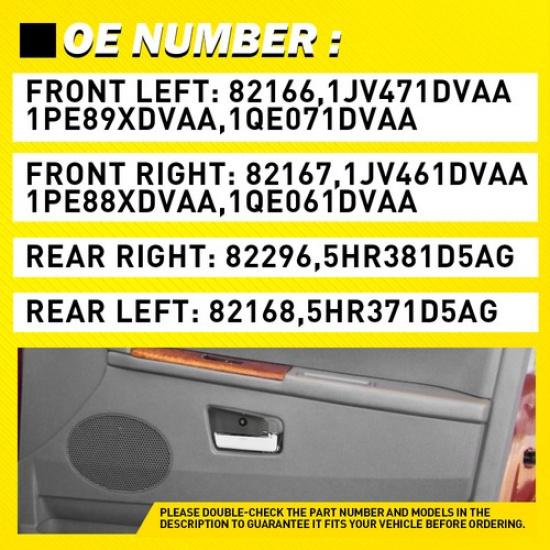 4Pcs Gray Inner Door Handles For Jeep Grand Cherokee 2005-2010 Full Interior Set