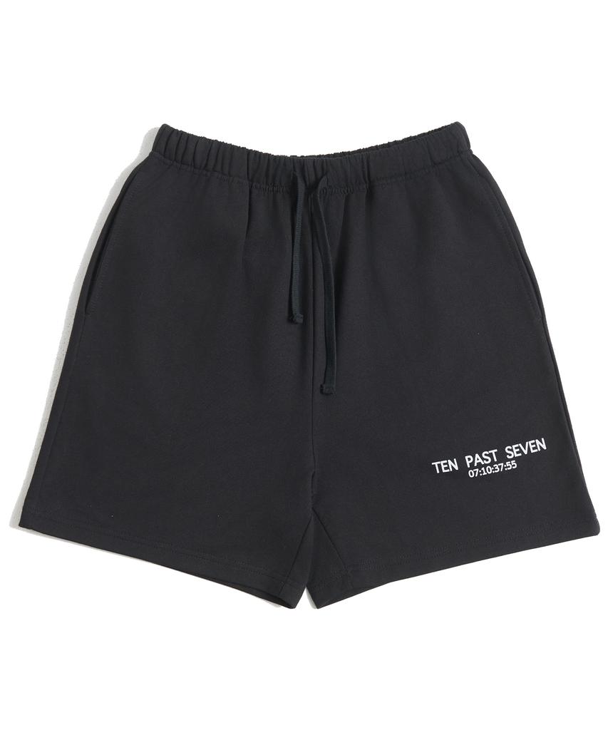 TEN PAST SEVEN Logo Sweat Shorts - Black