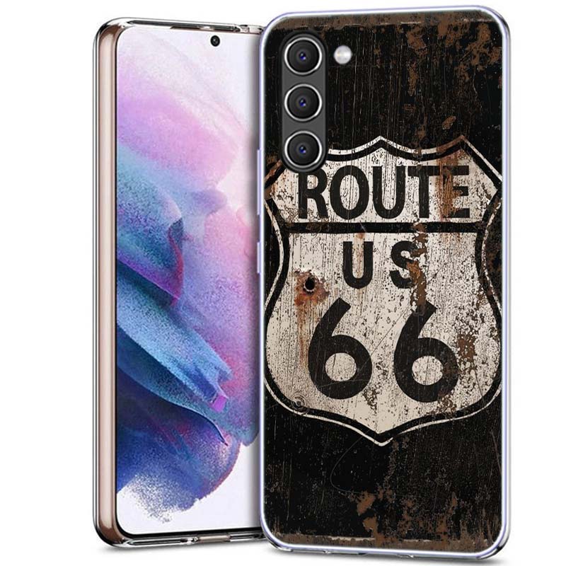 America Route 66 Phone Case for Samsung A54 A14 A24 A34 A17 A37 A57 A55 A35 A25 A15 A13 A23 A33 A53 A07 A05S A04S A03 A73 Galaxy
