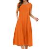 Женское цельное платье с короткими рукавами, расклешенными рукавами, свободное повседневное платье с круглым вырезом