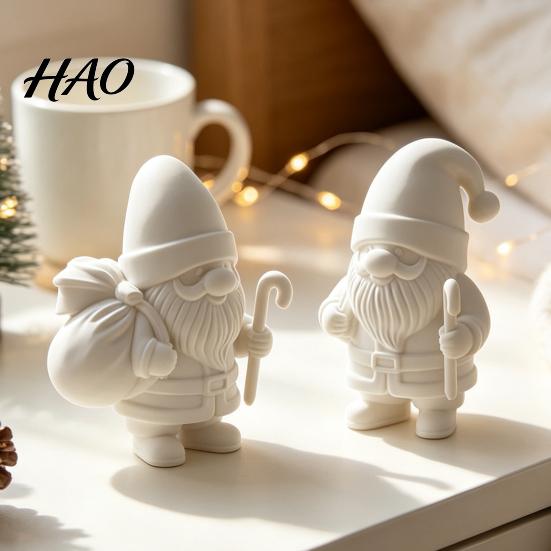 Holiday Tabletop Decor 3D Printed Santa Claus Figure for DIY Painting, Christmas Personalized Gift Ornament, White Resin Figurine Desk Shelf