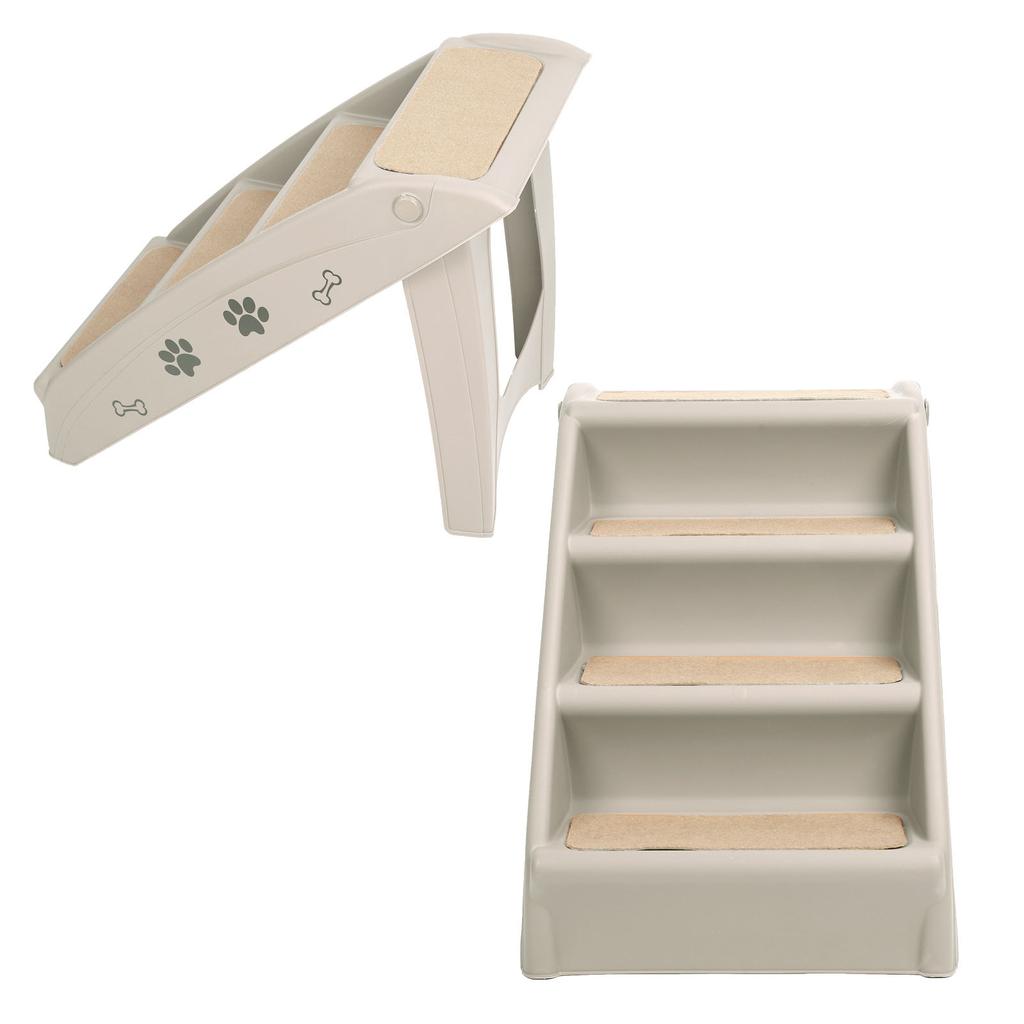 4-ступенчатая складная лестница для домашних животных, пандус для собак и кошек, для использования в помещении и на улице, светло-серый