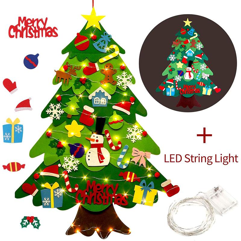 Do-It-Yourself Felt Christmas Tree Set Christmas Decorations Xmas Wall Hanging Ornaments Gifts For Kids Christmas Home Door Decorations