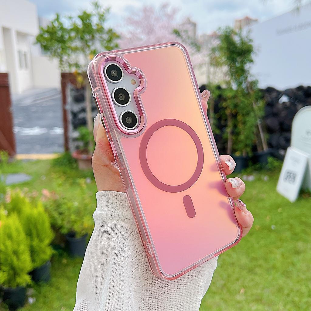 Модный лазерный градиентный противоударный магнитный чехол для Samsung S25 S24 S23 Ultra Plus S25 Edge A56 A36 A26 A16 Обложка Magsafe Coque