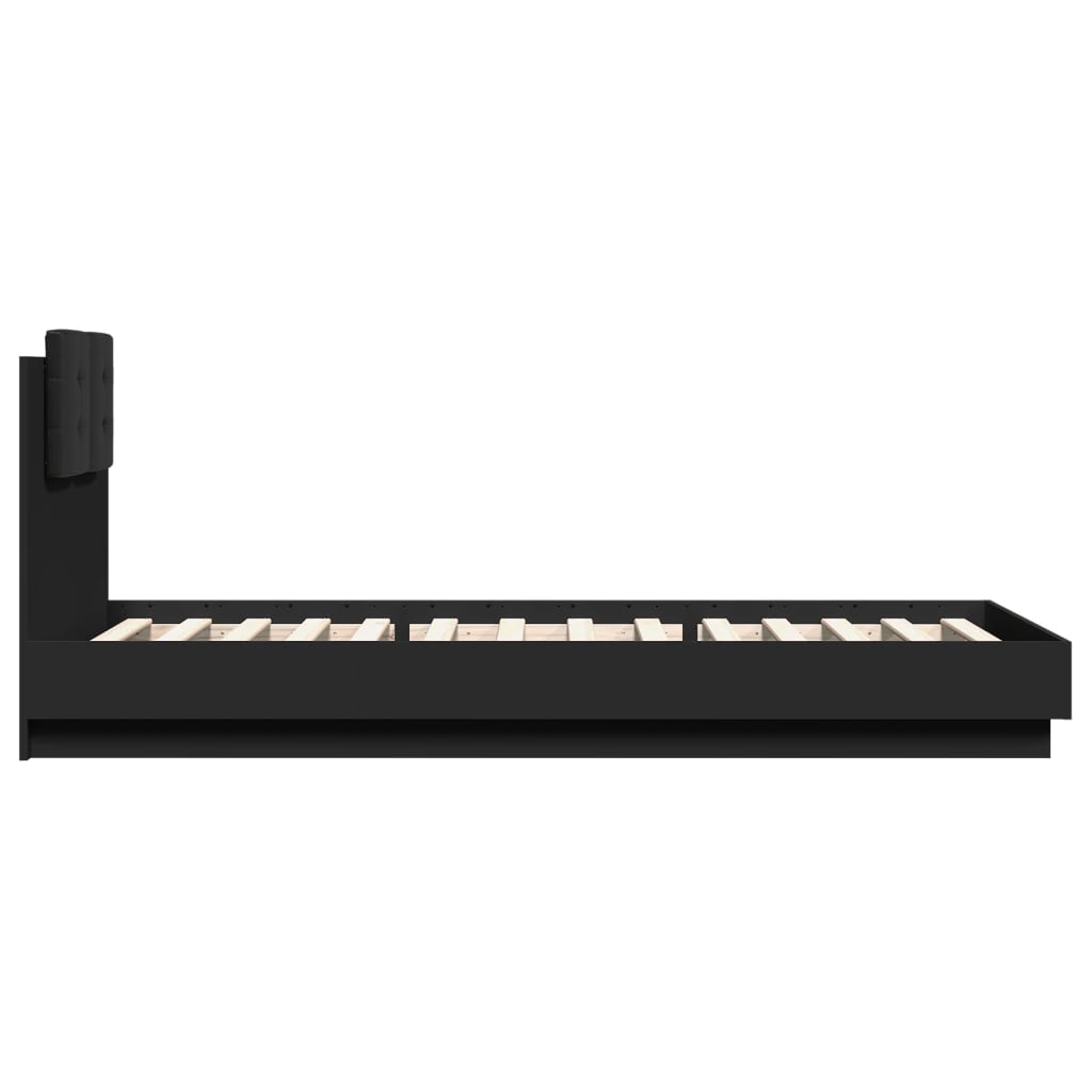 Vidaxl Каркас кровати с изголовьем, черный, 100x200 см