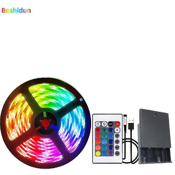 Светодиодная лента RGB 5 В, 3 АА, батарейный отсек, цветной пульт дистанционного управления, гибкая светодиодная лента, фестивальная атмосфера