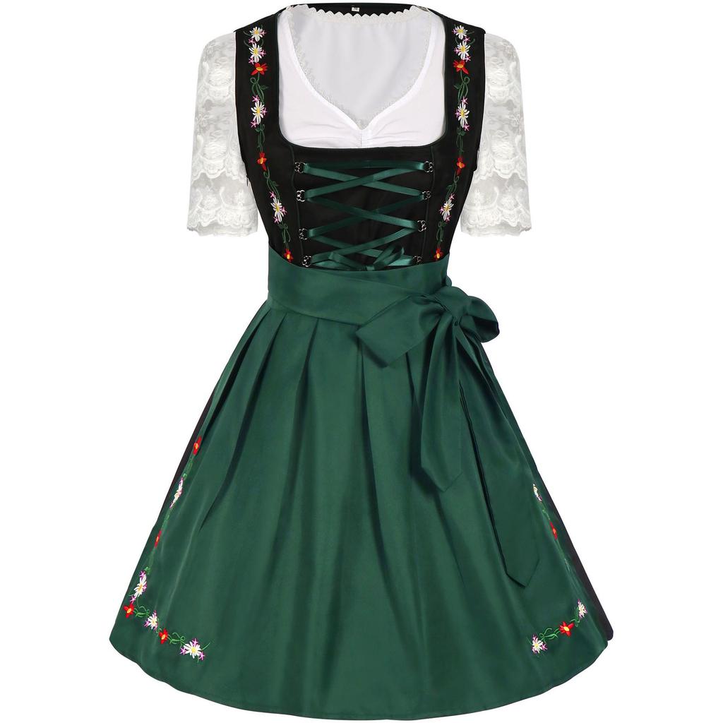 2025 Spring/Summer Women's European & American Cosplay Maid Beer Costume Short Sleeve Dress Set