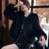 Осенне-зимние теплые пальто из лисьего меха с длинным рукавом, женские винтажные элегантные свободные куртки с круглым вырезом, женские однотонные повседневные женские куртки верхней одежды 25519