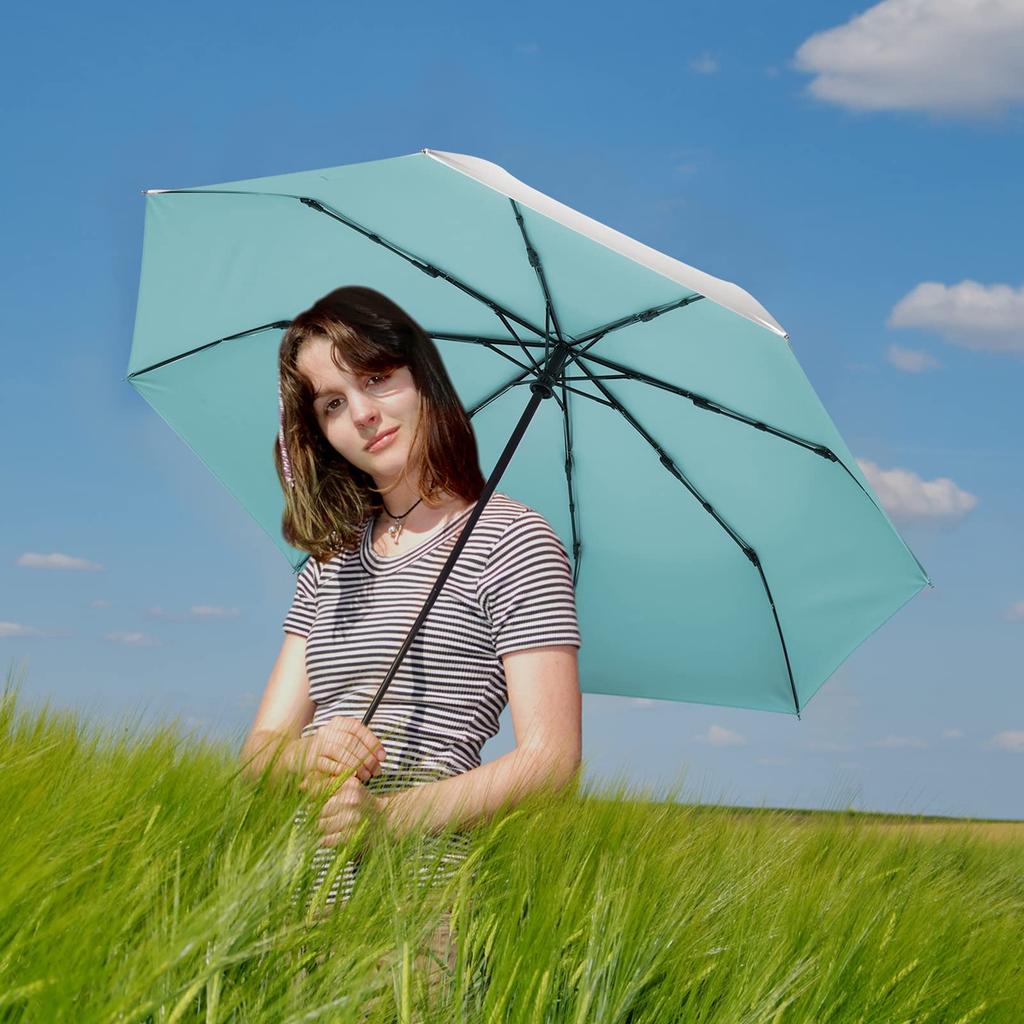 G4Free 46 Inch Compact Travel Umbrella Windproof UV Protection Silver Coating Automatic Parasol Ultra Lightweight UPF50+ Open/Close