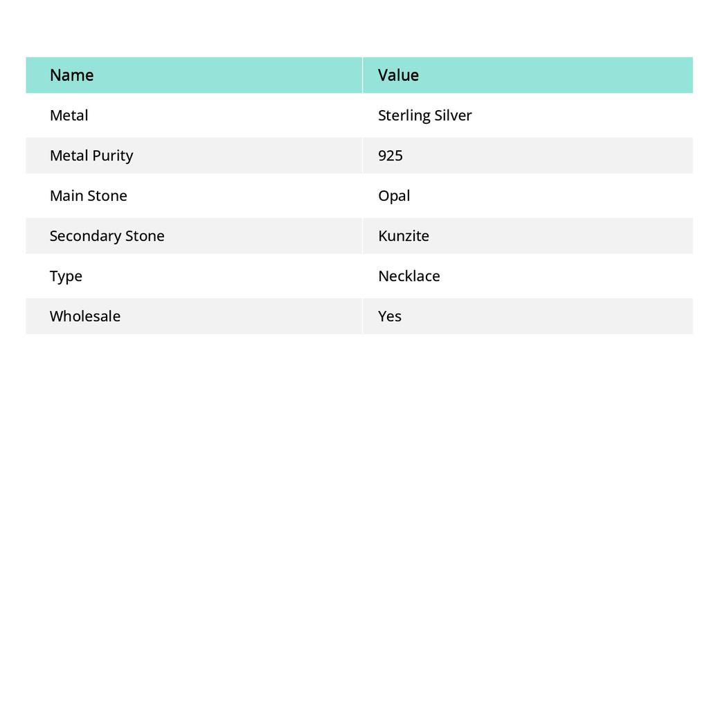 Ювелирное ожерелье из стерлингового серебра 925 пробы с натуральным розовым опалом и кунцитом ручной работы 18 дюймов U0m87