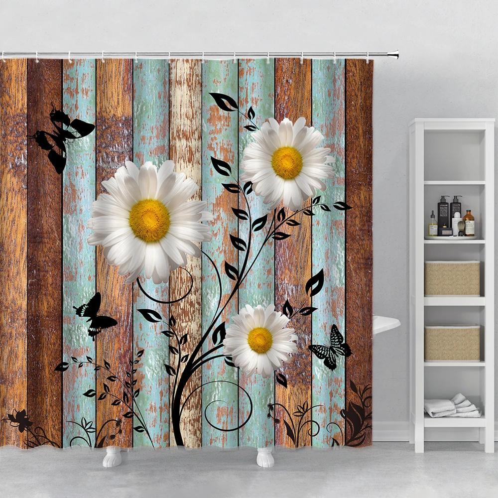 Набор штор для душа с цветами Орхидея Бирюзовый Роза Растение Цветочный Принт Листья Декор для ванной Тканевая занавеска для ванны Аксессуары для ванны Крючок