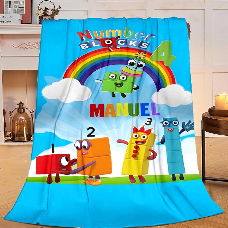 1PC Number-Blocks Adventure Flannel Blanket Gift, Suitable for Both Men And Women, Soft Ideal for Beds And Sofa, Birthday Or Christmas Gift