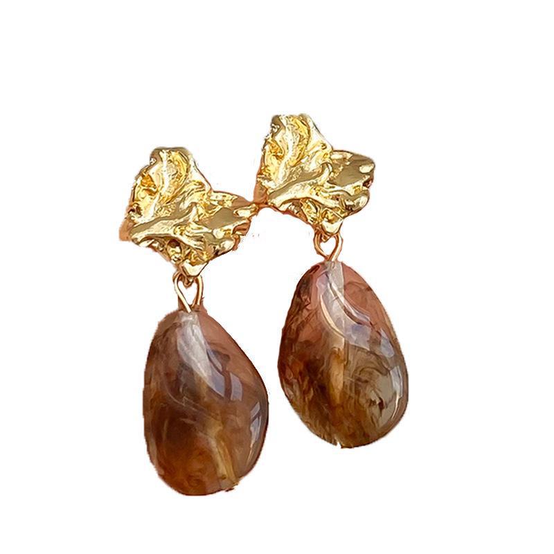 Серьги с камнем тигровый глаз в стиле ретро 2024 года: Элитный осенне-зимний стиль для женщин