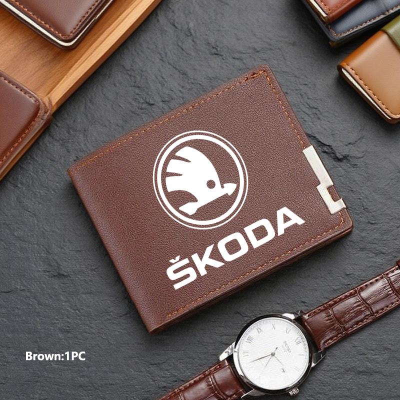 TTJJ2 Men Wallet ID Credit Card Holder License Bag Gift Accessories For Skoda S Kodiaq Octavia 2 3 Yeti Karoq Rapid Fabia VII VRS